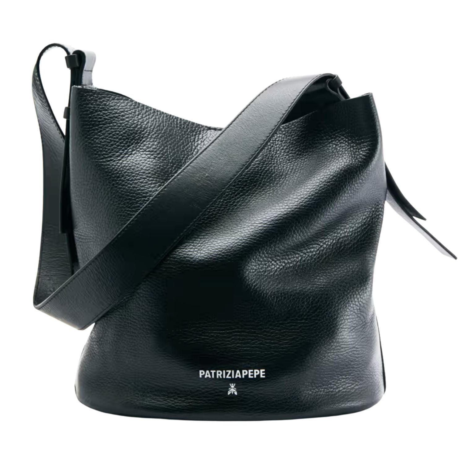 Patrizia Pepe - Borsa a secchiello Never Complete in pelle martellata, Nero