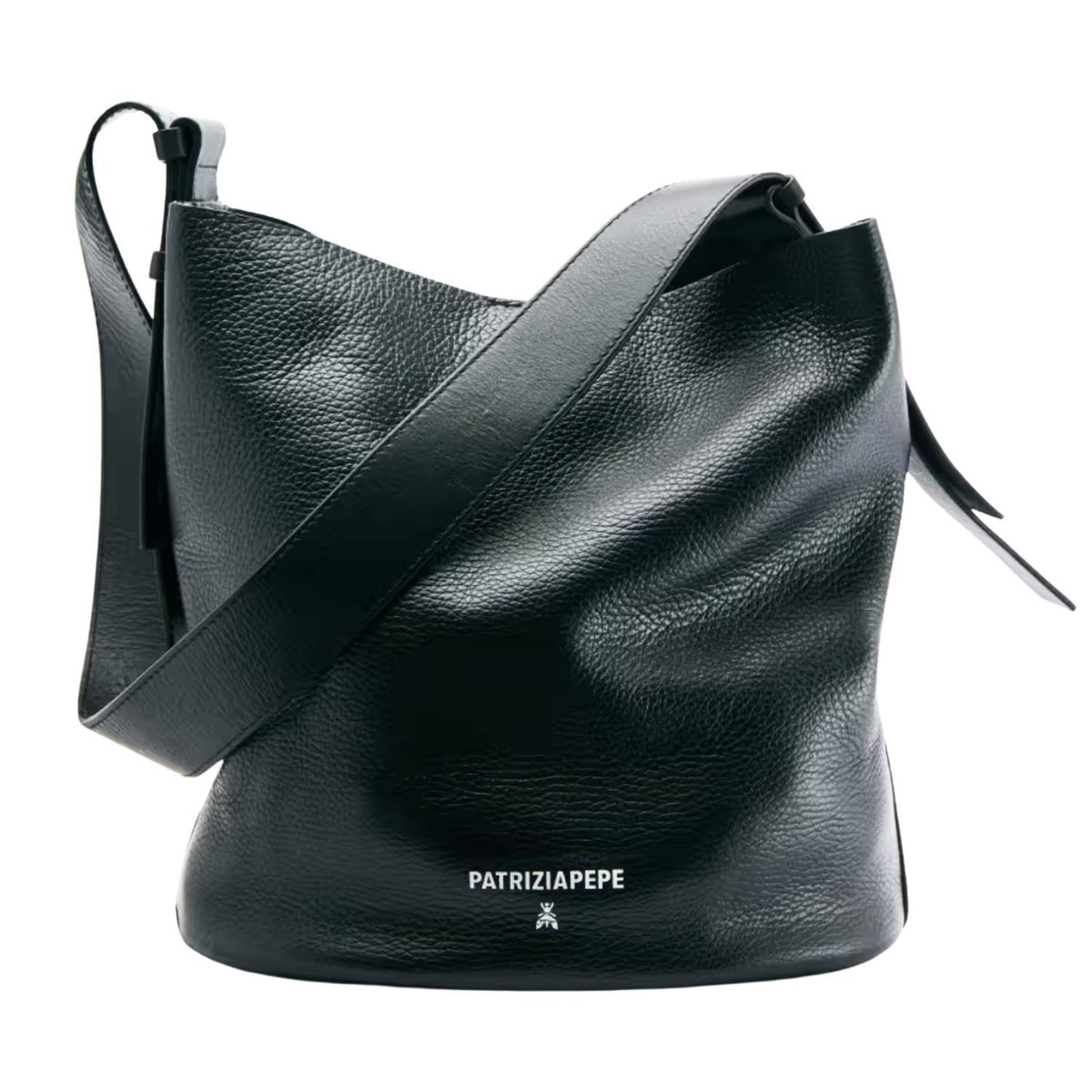 Patrizia Pepe - Borsa a secchiello Never Complete in pelle martellata, Nero