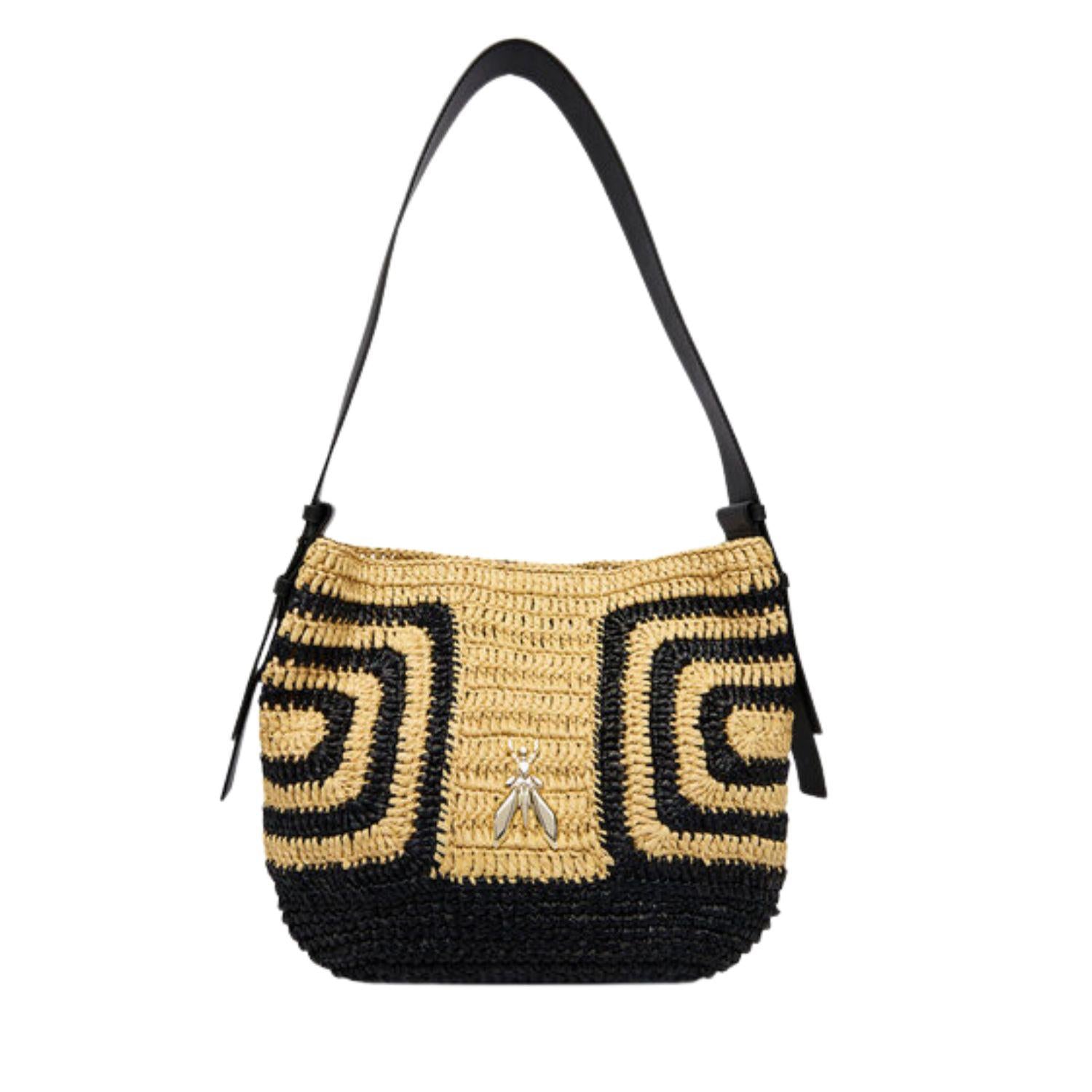 Patrizia Pepe - Hobo bag in rafia SS26, Beige e Nero