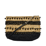 Patrizia Pepe - Tracollina in rafia con perline SS26, Beige e Nero
