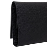 Portafoglio in pelle piccolo con bottone e portamonete, Nero
