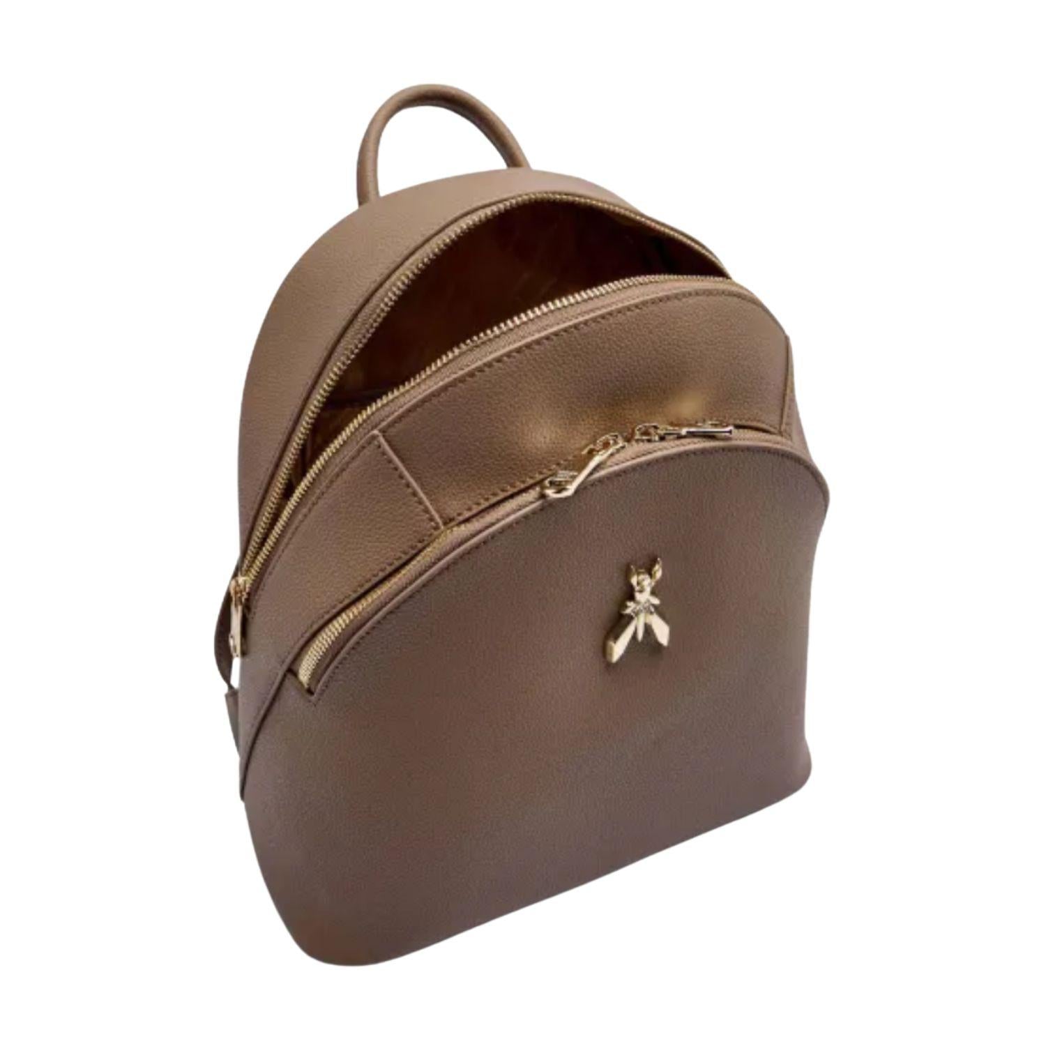 Zaino Fly in pelle con doppia tasca, Marrone