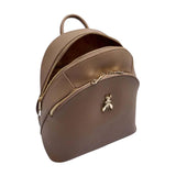 Zaino Fly in pelle con doppia tasca, Marrone