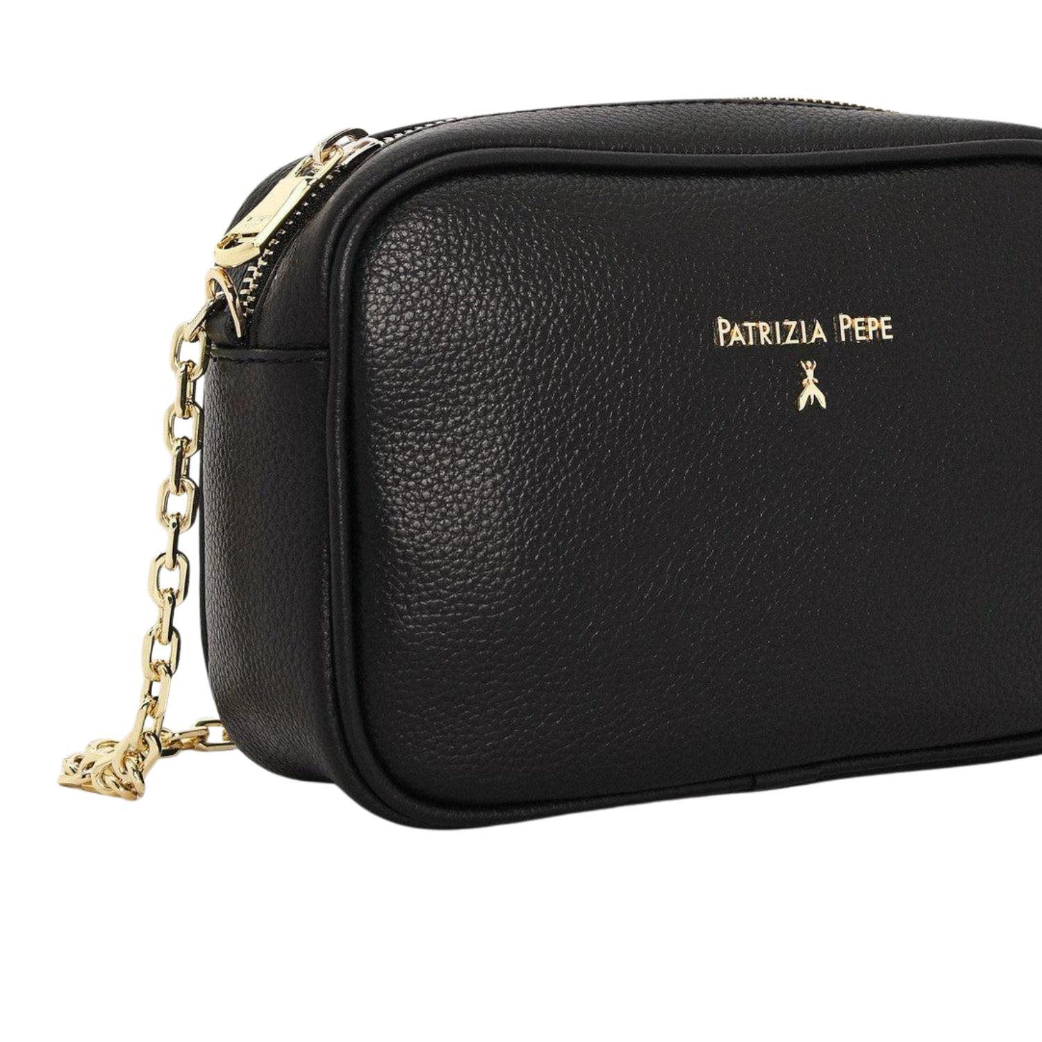 Patrizia Pepe - Tracollina mini in pelle martellata , Nero