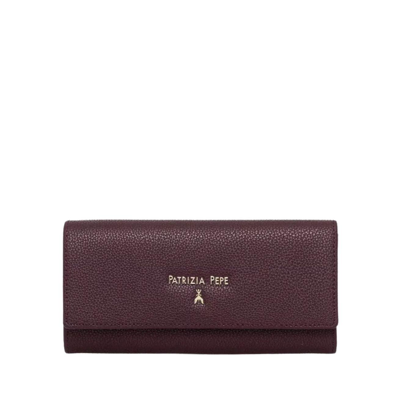 Patrizia Pepe - Portafoglio donna in pelle con bottone, Viola