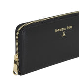 PATRIZIA PEPE - Portafoglio grande con zip in pelle liscia Nero