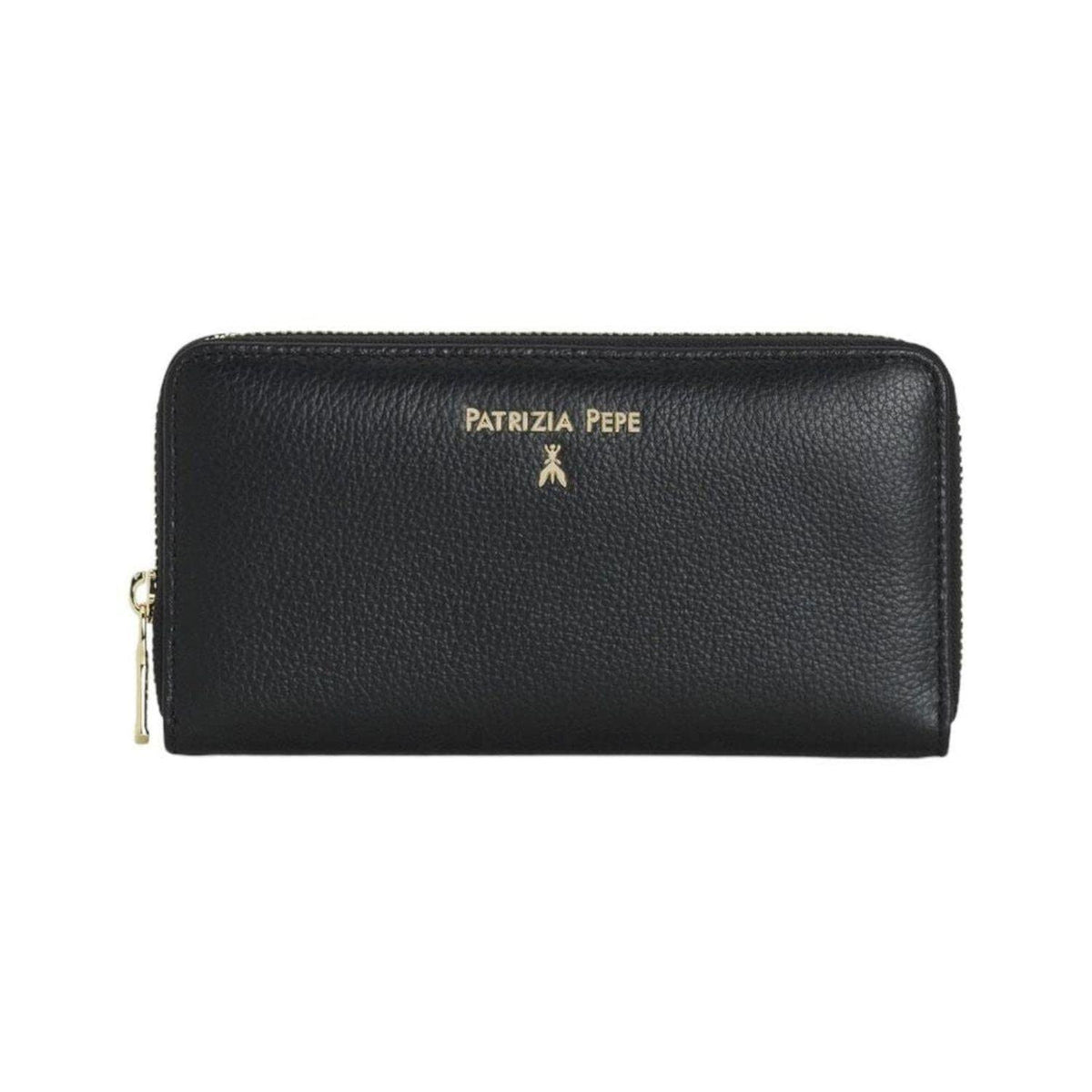 PATRIZIA PEPE - Portafoglio grande con zip in pelle liscia Nero