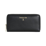 PATRIZIA PEPE - Portafoglio grande con zip in pelle liscia Nero