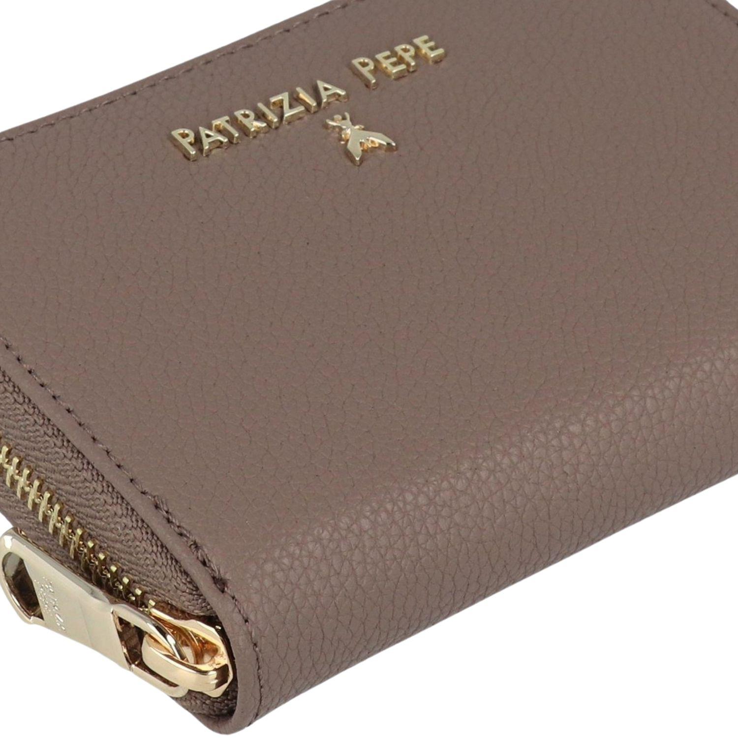 Patrizia Pepe - Portafoglio piccolo in pelle con cerniera, Grigio