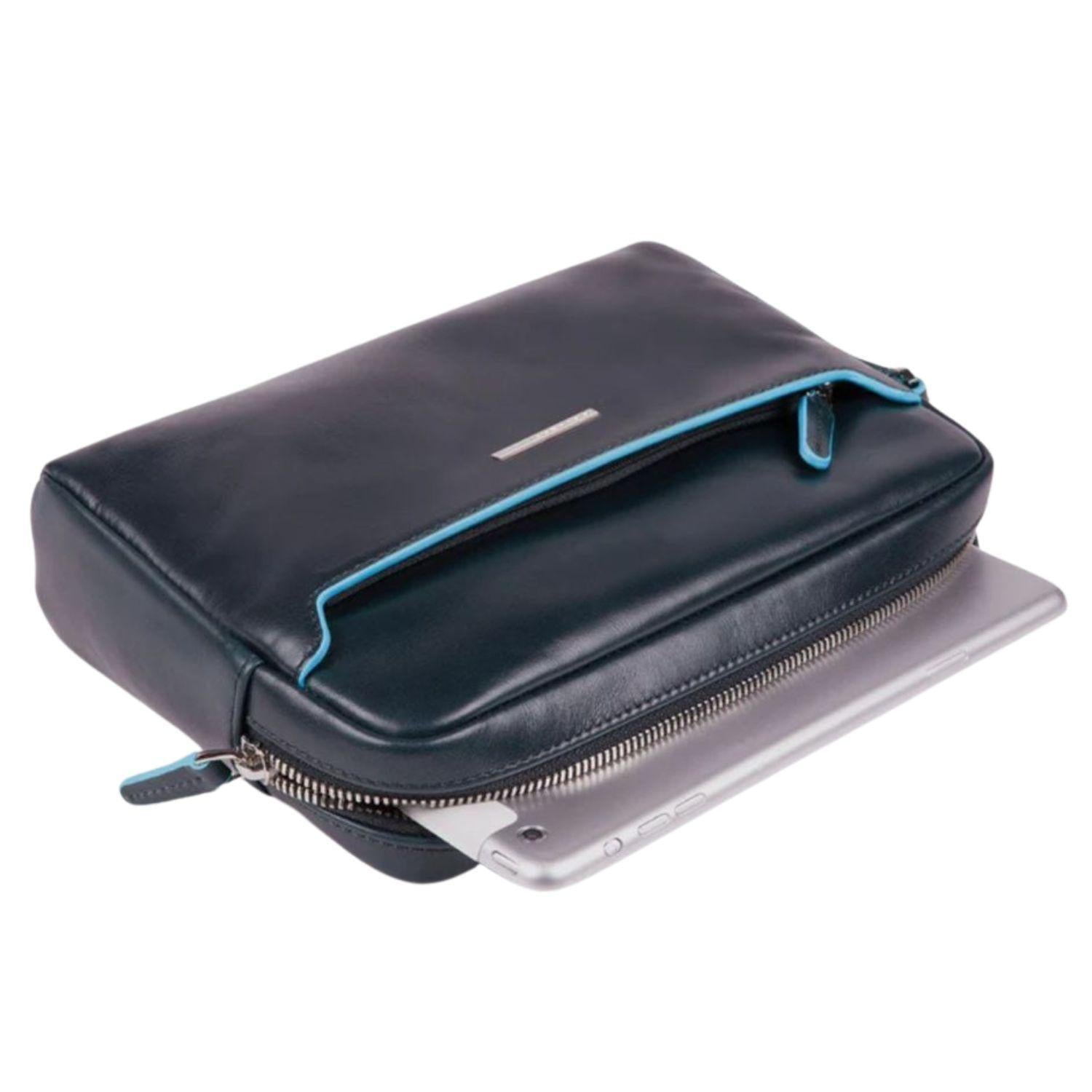 Piquadro - Pochette con manico Blue Square, Blu