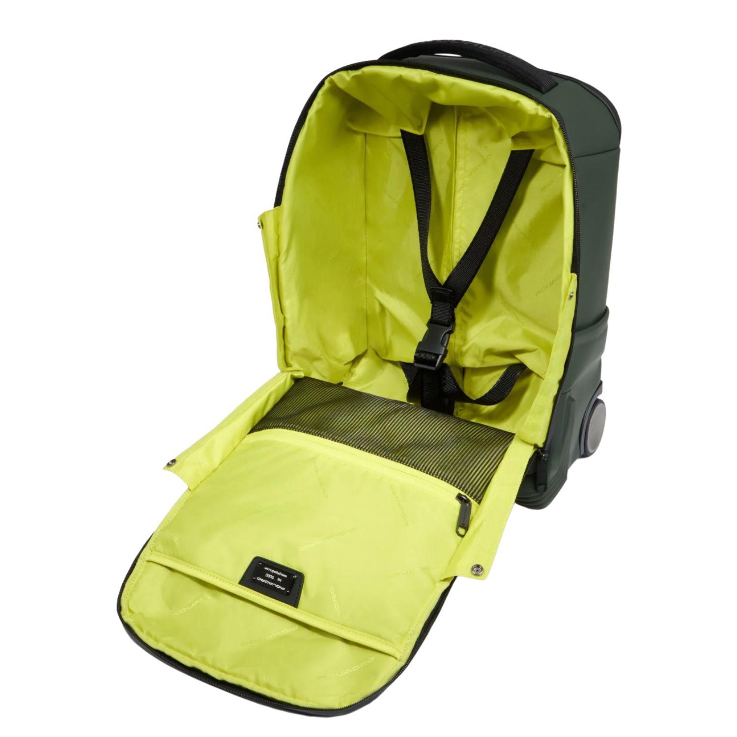 Piquadro - Zaino trolley cabina undeseater tessuto gommato con porta pc 15,6", Verde