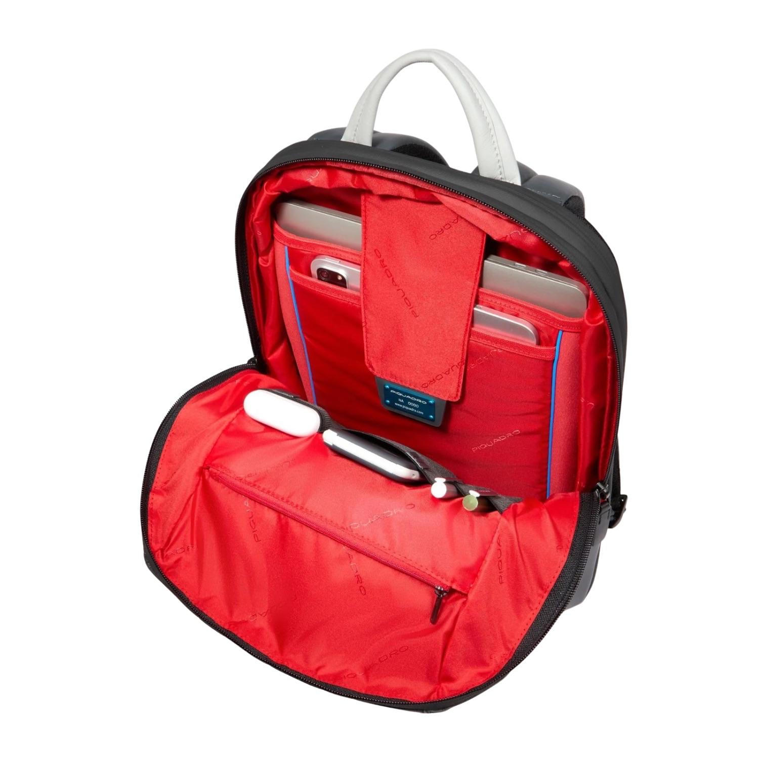 Piquadro - Zaino uomo porta pc 15,6", espandibile, Grigio, Nero