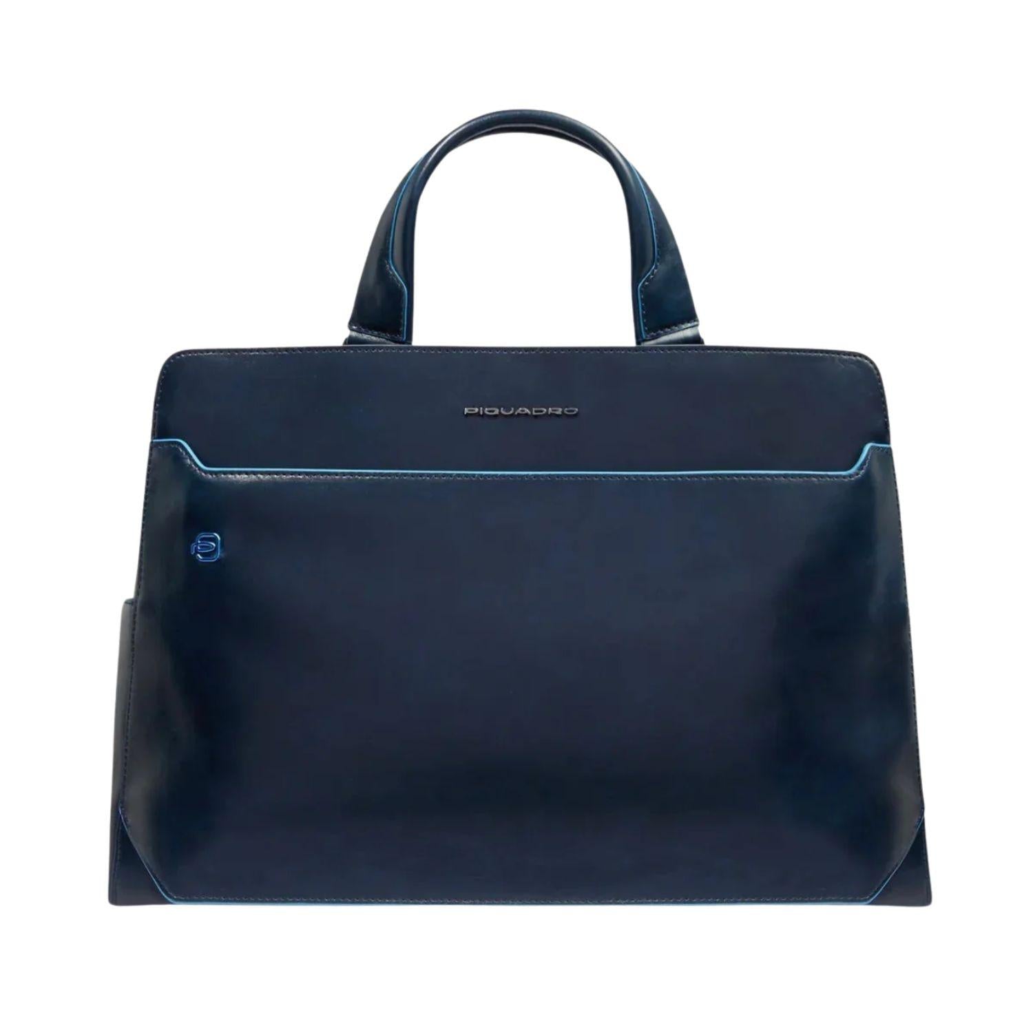 Piquadro - Cartella da lavoro in pelle porta pc 15,6", Blu