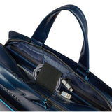 Piquadro - Cartella da lavoro in pelle porta pc 15,6", Blu