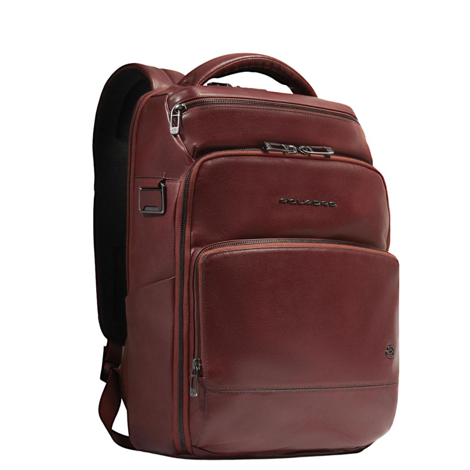 Zaino uomo in pelle porta pc 14", Marrone