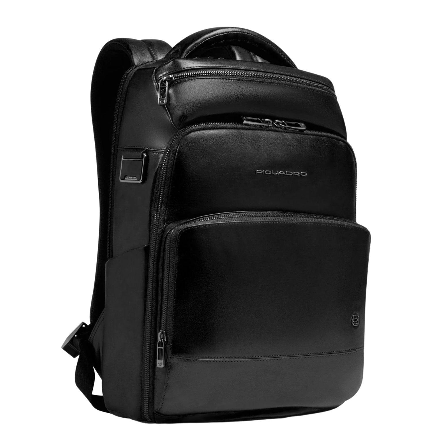 Zaino uomo in pelle porta pc 14", Nero