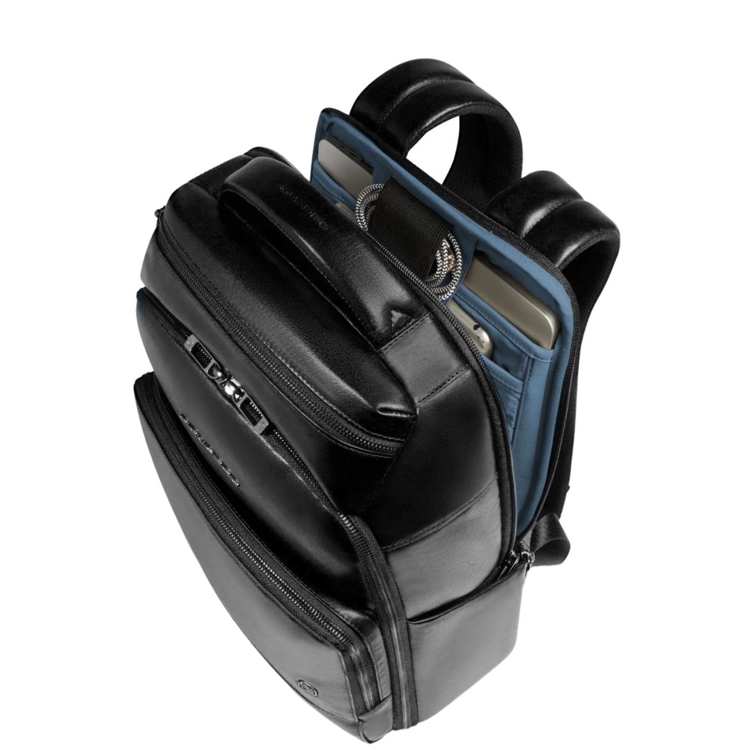 Zaino uomo in pelle porta pc 14", Nero