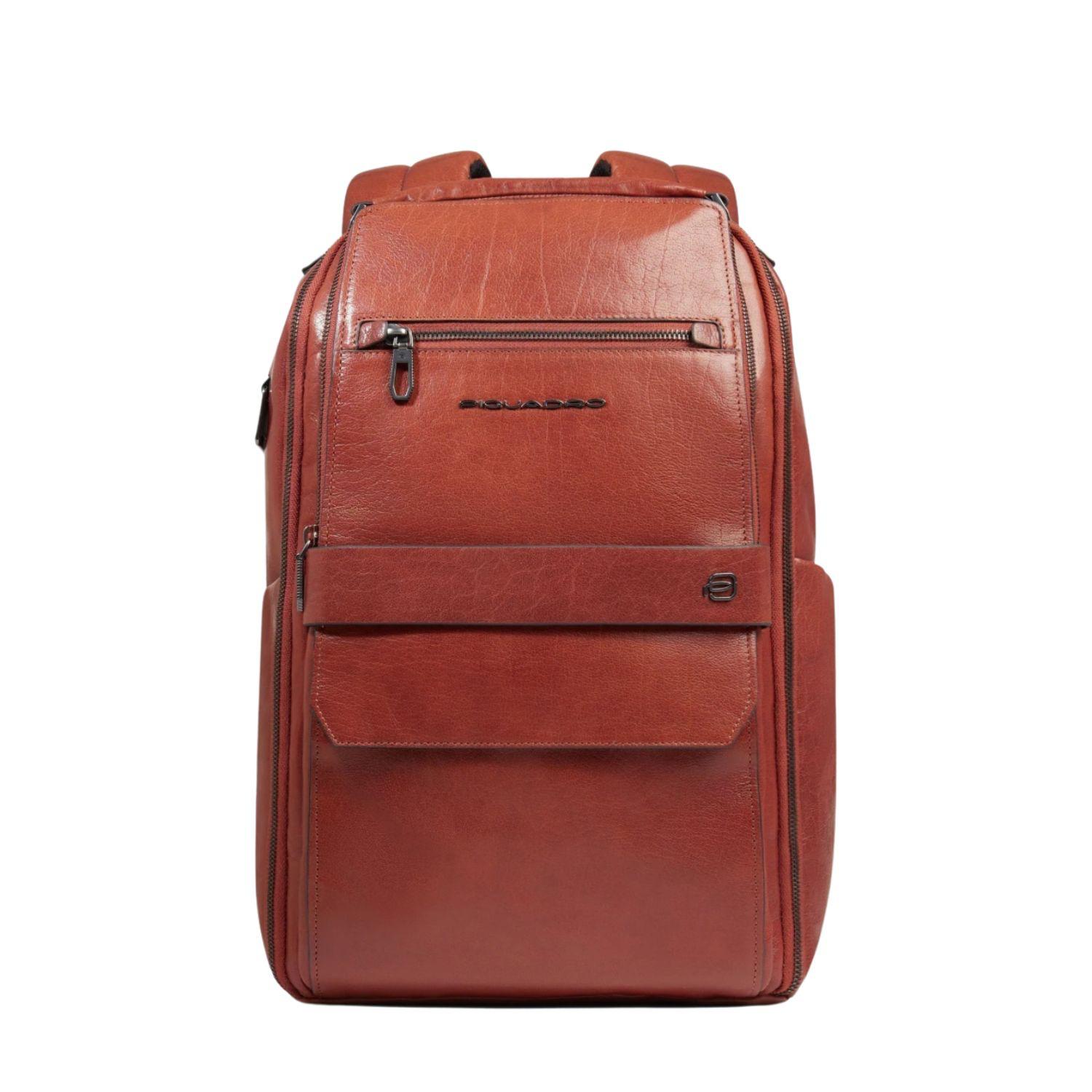Piquadro - Zaino  in pelle porta pc 14' pollici SS26, Marrone