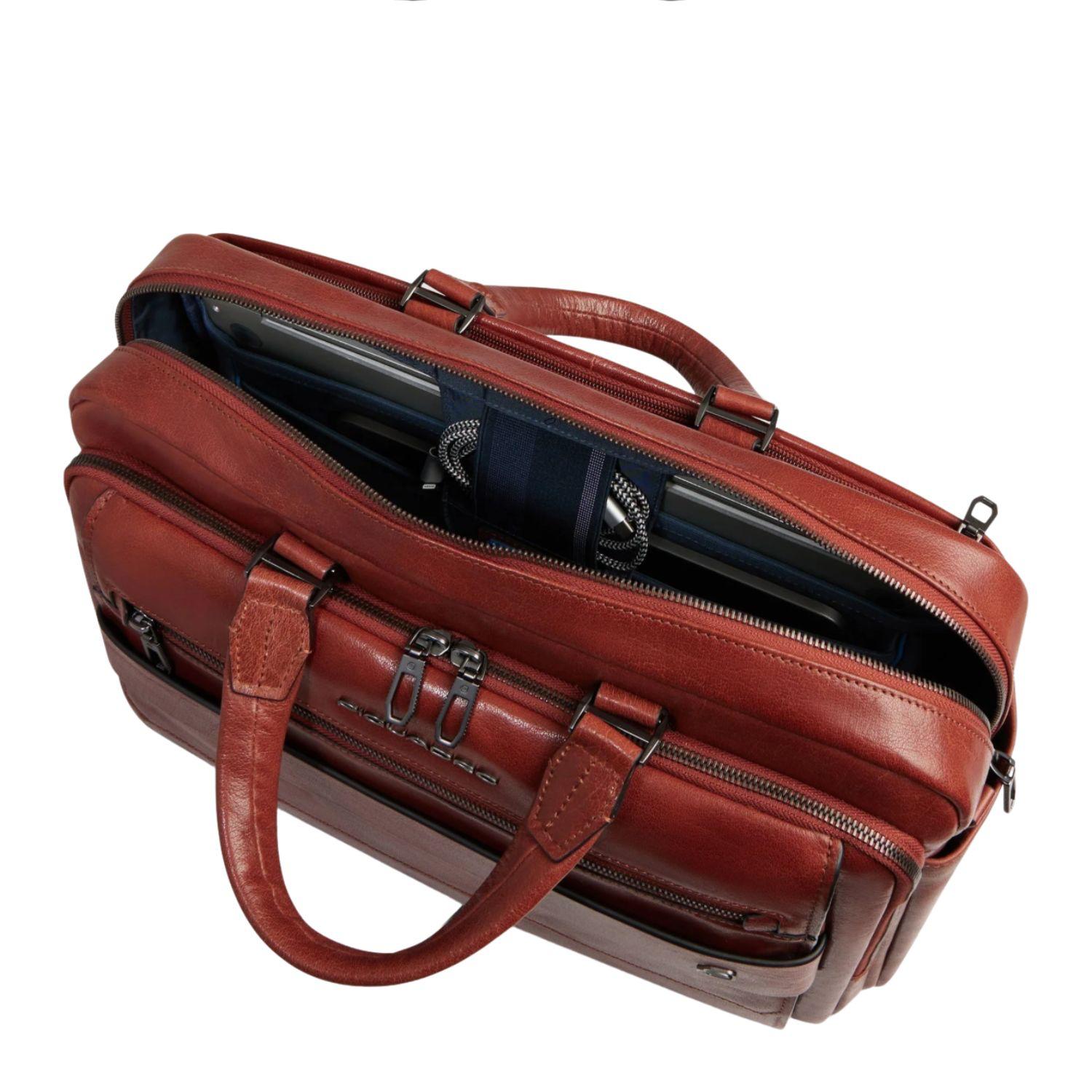 Piquadro - Borsa da lavoro in pelle porta PC 15.6 SS26, Marrone