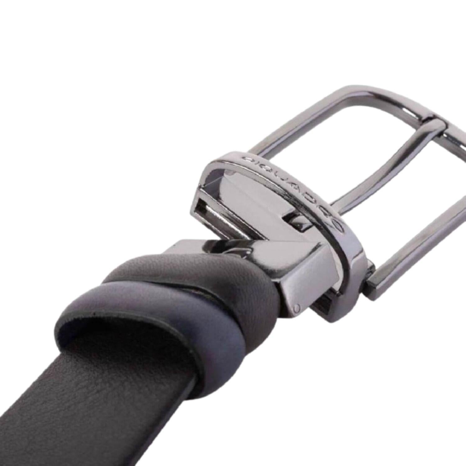 Piquadro - Cintura uomo in pelle reversibile, Nero, Blu