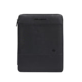 Piquadro - Portablocco in pelle e tessuto porta iPad, Nero