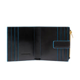 Piquadro - Portacarte e monete con bottone Blue Square, Nero
