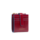 Piquadro - Portacarte e monete in pelle con bottone Blue Square, Rosso