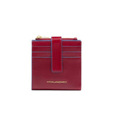 Piquadro - Portacarte e monete in pelle con bottone Blue Square, Rosso