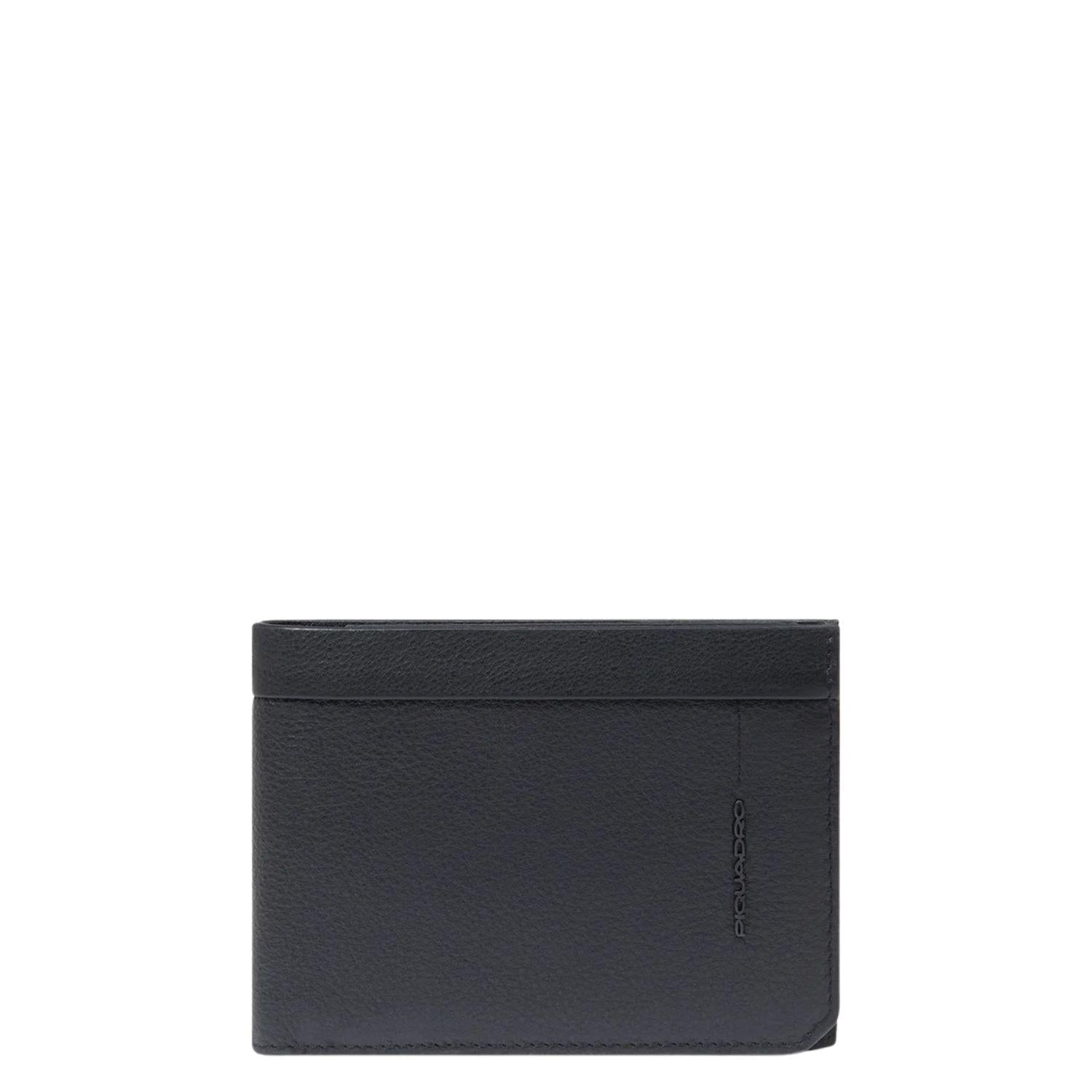 Piquadro - Portafoglio con portamonete in pelle linea Russel, Nero