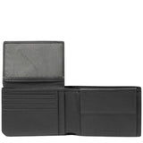 Piquadro - Portafoglio piccolo con patta e portamonete in pelle linea Russel, Nero