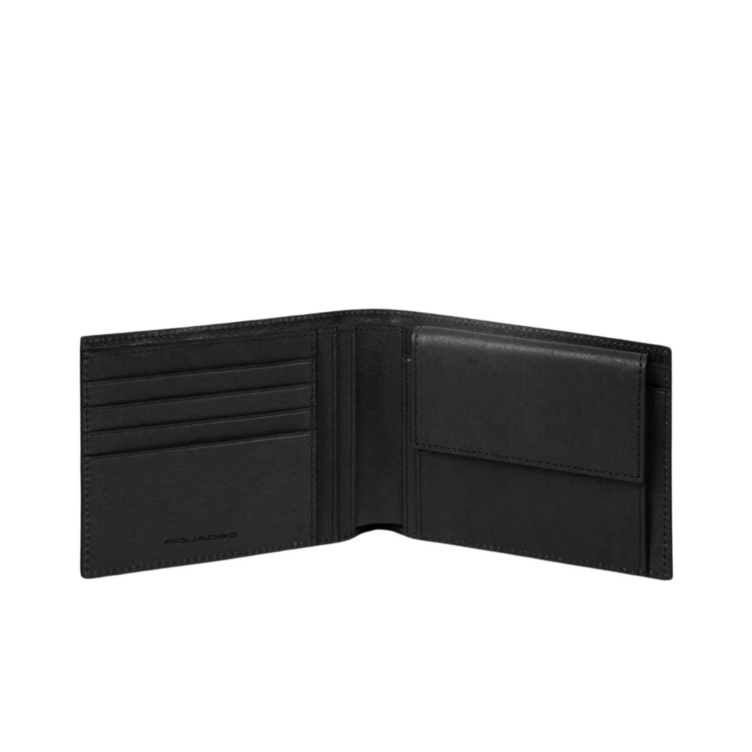 PIQUADRO - Portafoglio uomo con porta monete Black Square Nero