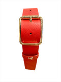 PATRIZIA PEPE - Cintura alta 4 cm taglia S in pelle martellata Rossa con finiture Oro