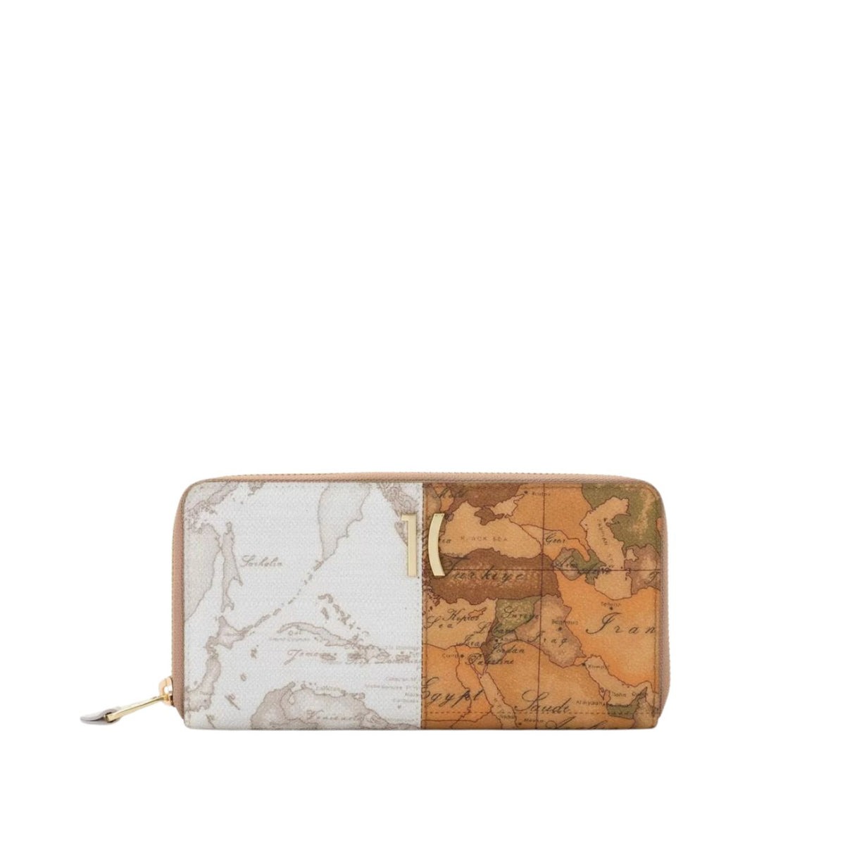 ALVIERO MARTINI - Portafoglio zip around Geo Classic e Geo White, Beige e Bianco