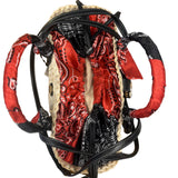 Rue Madam Paris - Borsa in paglia con dettagli bandana nei manici, Nero e Rosso