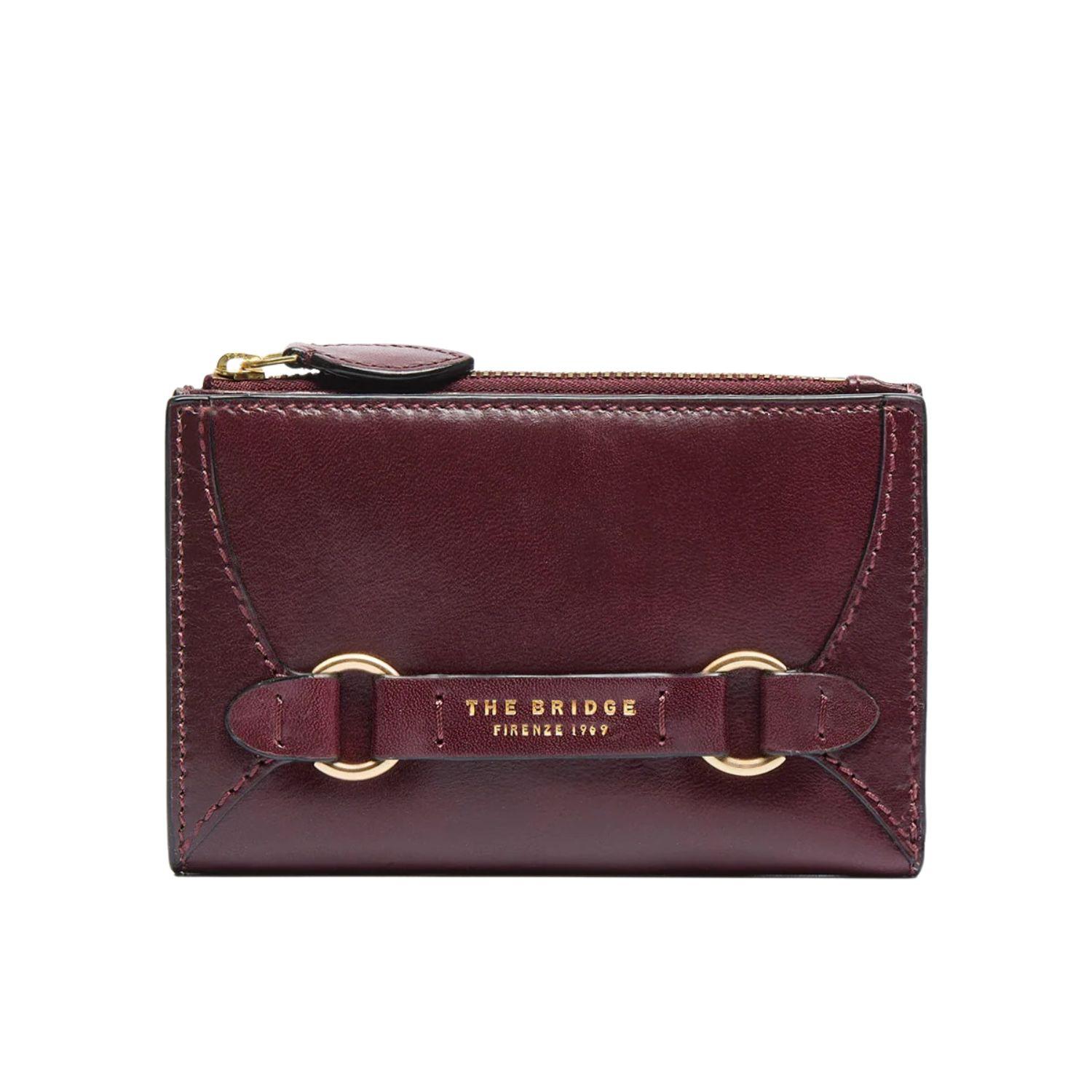 Portafogli in pelle donna con zip Isabella, Bordeaux