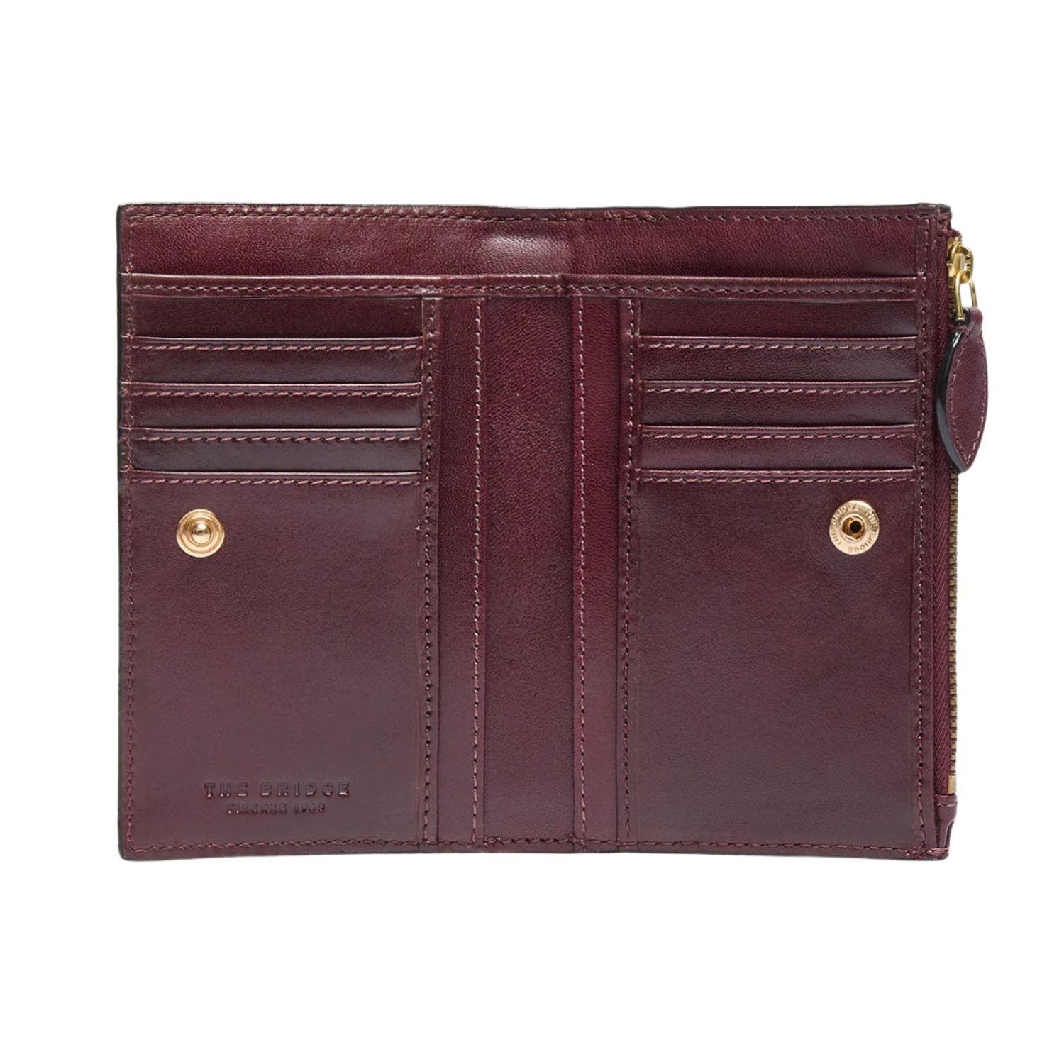 Portafogli in pelle donna con zip Isabella, Bordeaux
