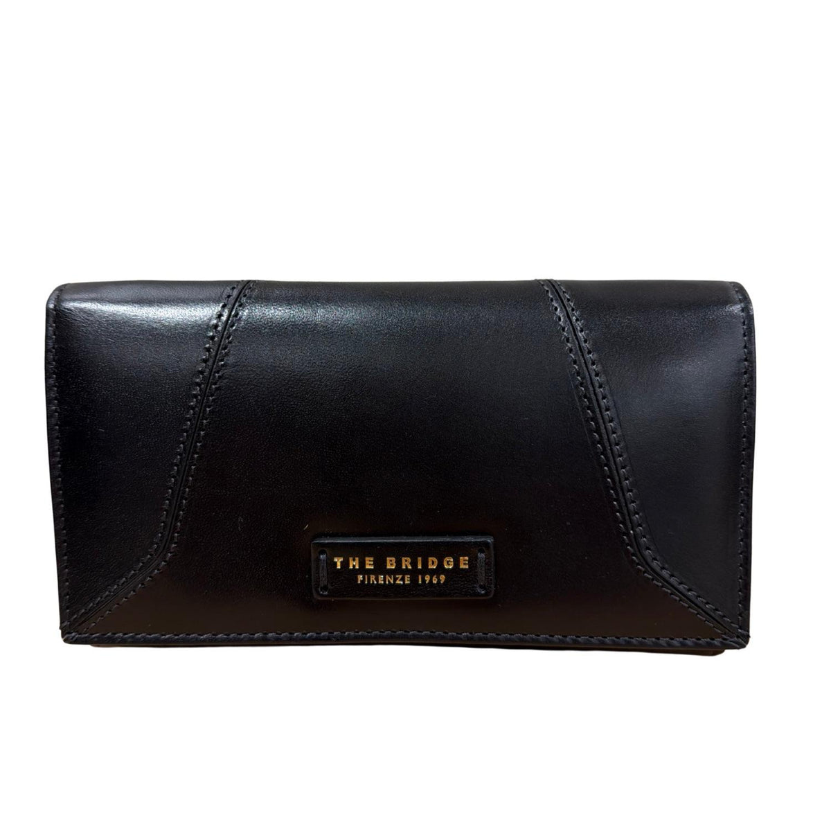 The Bridge - Portafoglio medio con bottoner in pelle, Nero