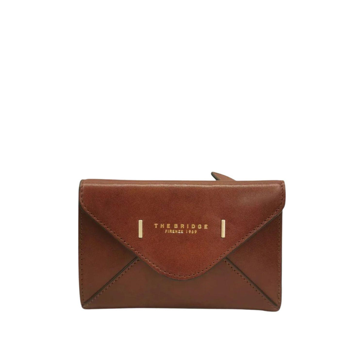The Bridge - Portafoglio medio in pelle con bottone linea Frida, marrone