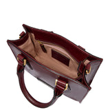 Borsa a mano in pelle con tracolla removibile, Bordeaux