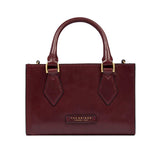 Borsa a mano in pelle con tracolla removibile, Bordeaux