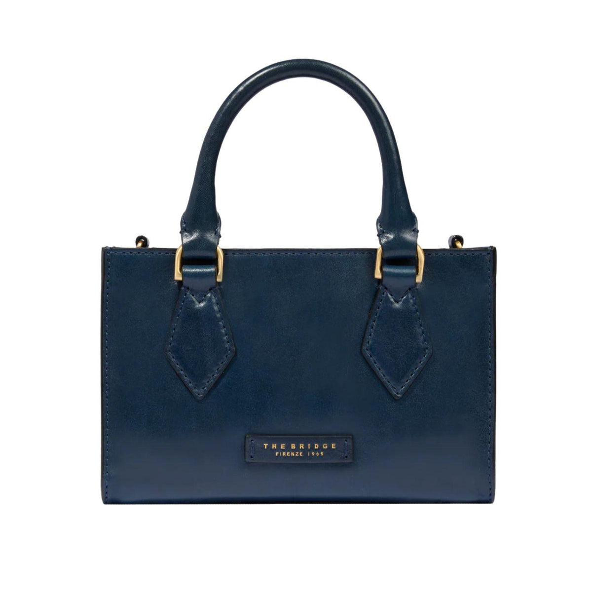 Borsa a mano in pelle con tracolla removibile, Blu Oltremare