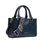 Borsa a mano in pelle con tracolla removibile, Blu Oltremare