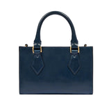 Borsa a mano in pelle con tracolla removibile, Blu Oltremare