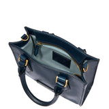 Borsa a mano in pelle con tracolla removibile, Blu Oltremare