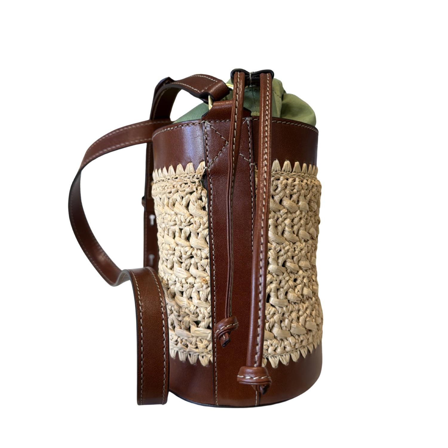 The bridge - Borsa Secchiello in Paglia e Cuoio Linea Luna SS26 con Coulisse, Beige