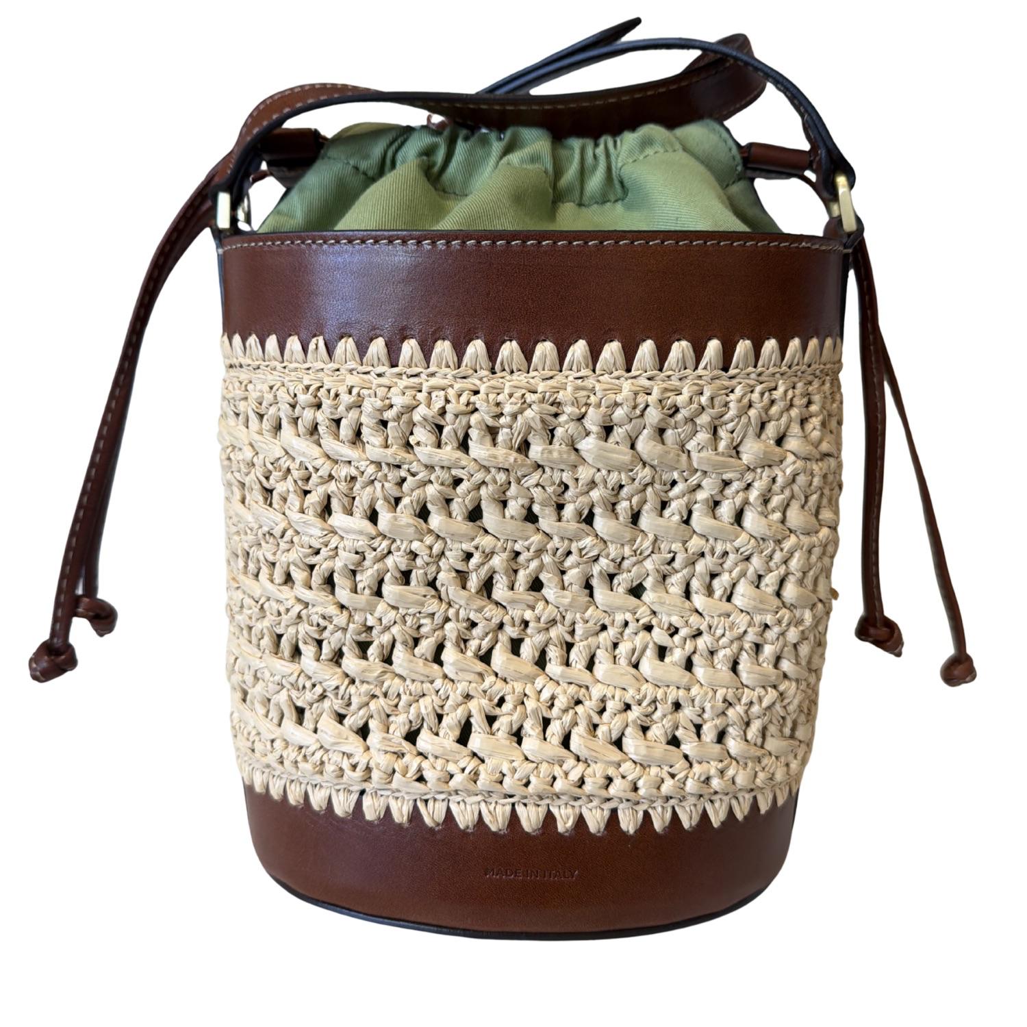 The bridge - Borsa Secchiello in Paglia e Cuoio Linea Luna SS26 con Coulisse, Beige