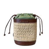 The bridge - Borsa Secchiello in Paglia e Cuoio Linea Luna SS26 con Coulisse, Beige