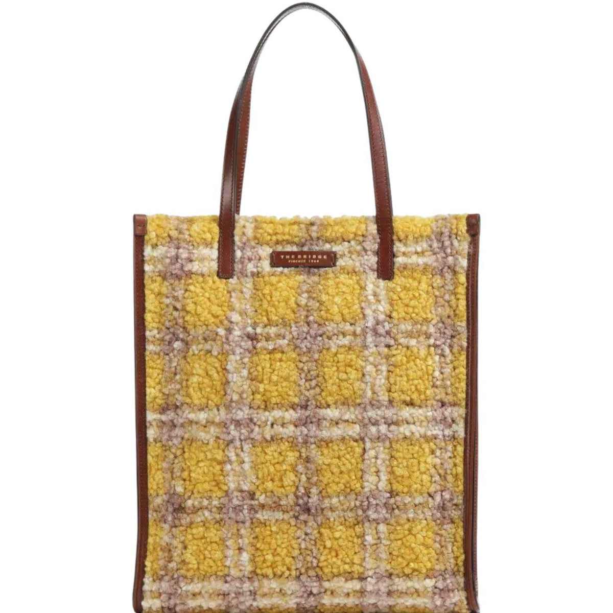 The Bridge - Borsa shopping in lana con scacchi e zip , Giallo