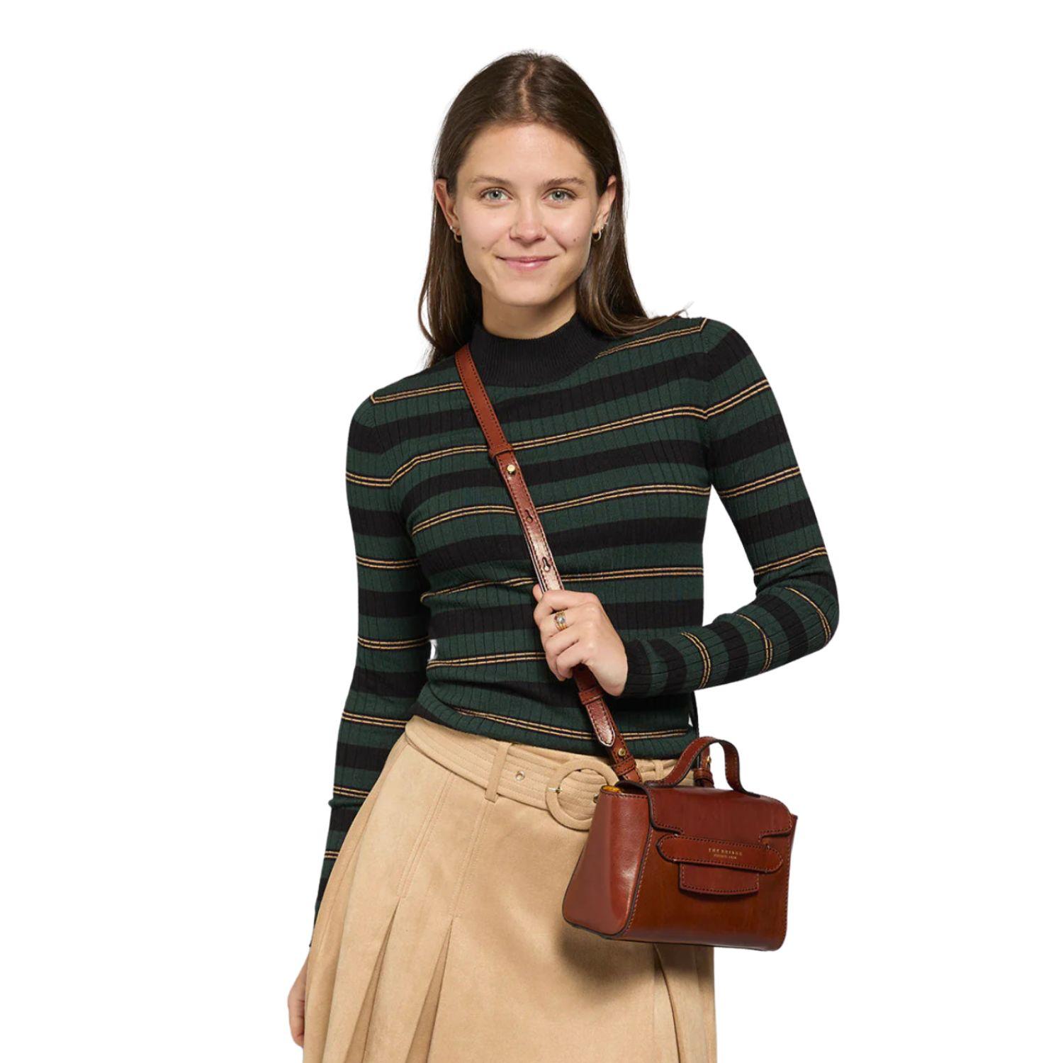 Borsa pelle donna con tracolla removibile Lucrezia, Marrone
