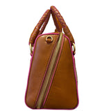 The Bridge - Bauletto in pelle con manici intrecciati, Marrone Cognac